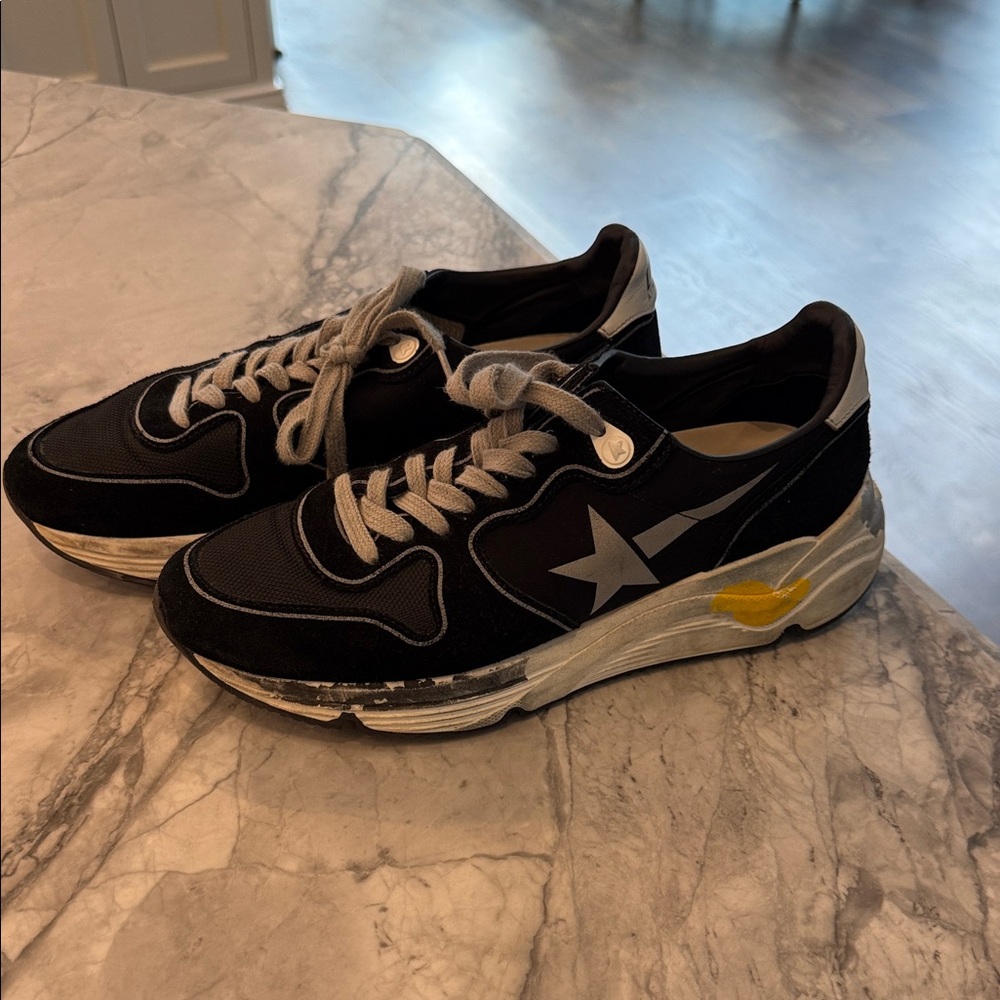 Golden Goose Black and Yellow Athletic Shoes